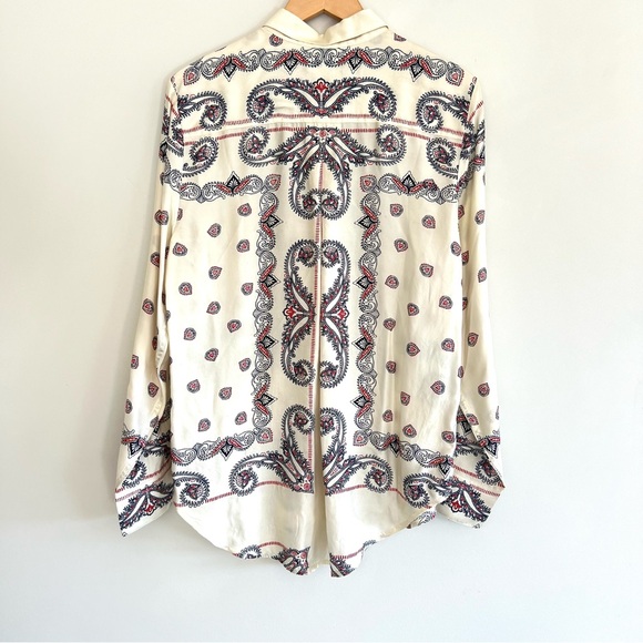 J. CREW Drapey Paisley Print Multicolor Long Sleeves Button Up Shirt Blouse Sz L - Picture 9 of 16